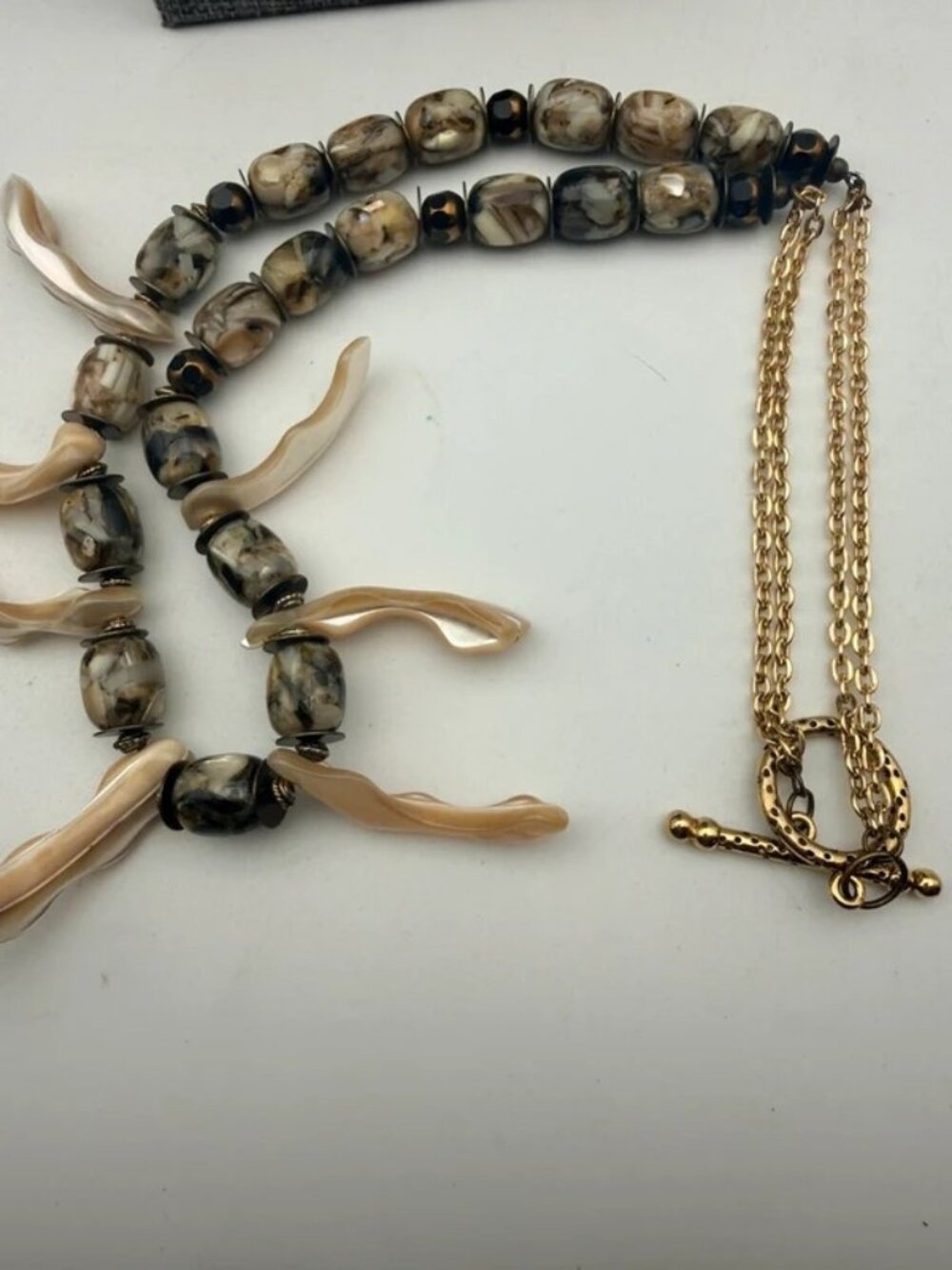 Genuine Coral Branch & Natural Shell Statement Necklace - Picture 10 of 11